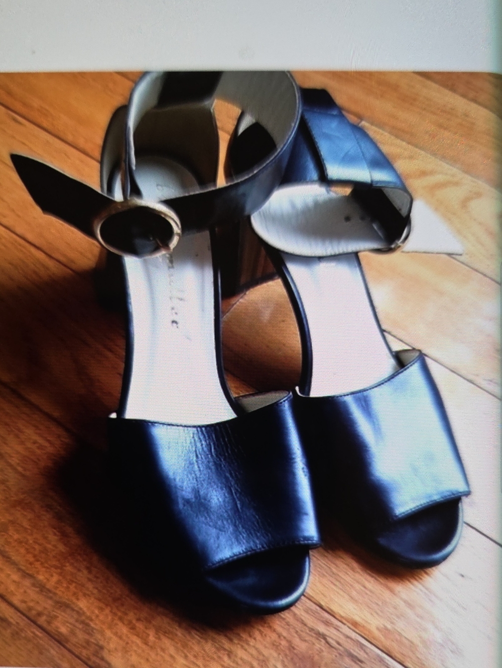 bettye muller Black Open-Toe Ankle Strap Block Heel Sandals